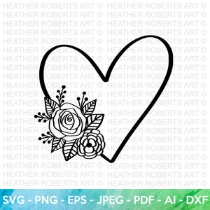 Rose Heart Svg, bloemen hart Svg, hart Frame Svg, hart Svg, bloem Svg, Rose Frame SVG, bloem Frame Svg, gesneden bestanden voor Cricut, silhouet