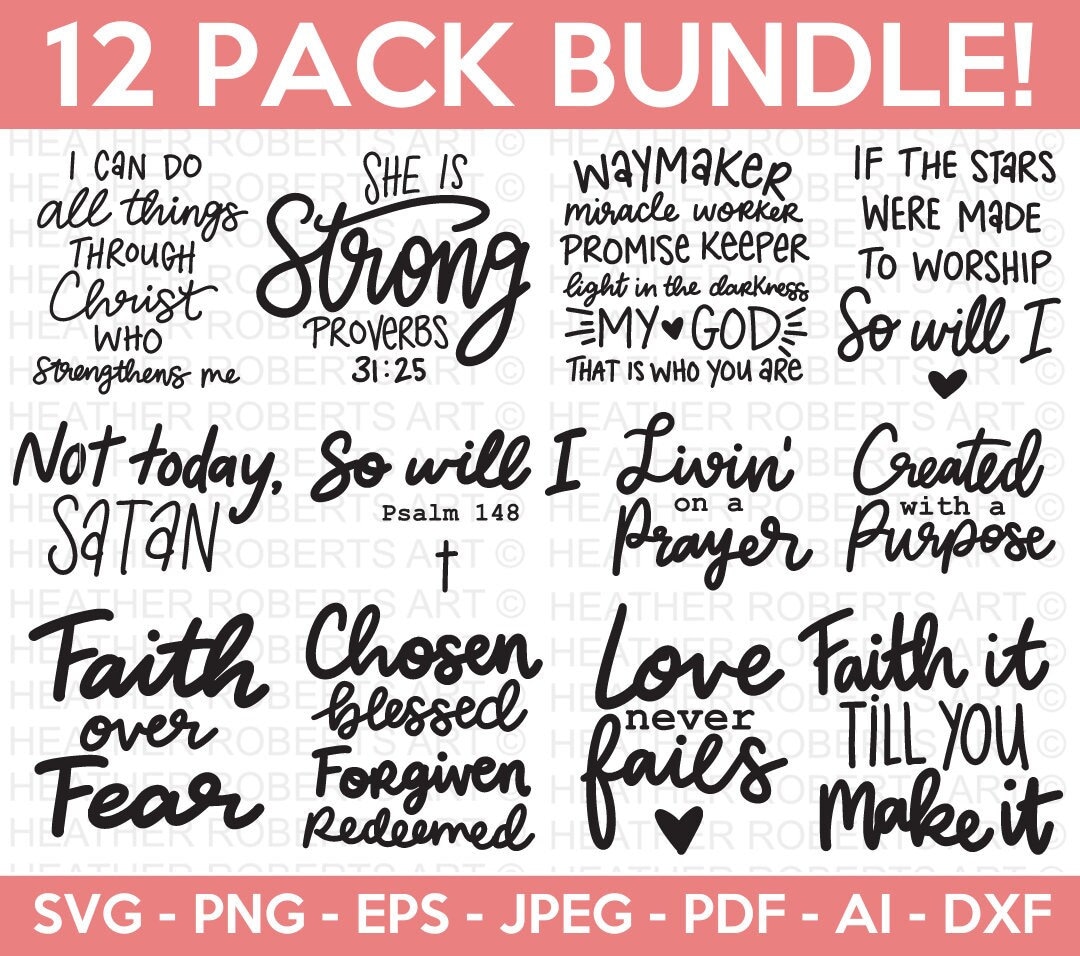 Christian Quotes SVG Bundle, Scripture Bundle, Bible Verse Bundle ...