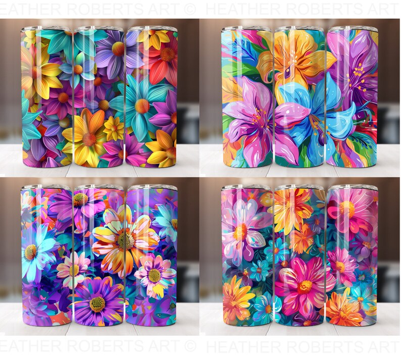 Floral Tumbler Wrap Bundle: Spring Flower PNG Designs (digital Download ...