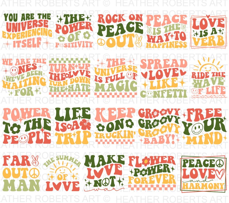 Hippie Retro SVG Bundle, Hippie Svg, Peace Svg, Inspirational Svg ...