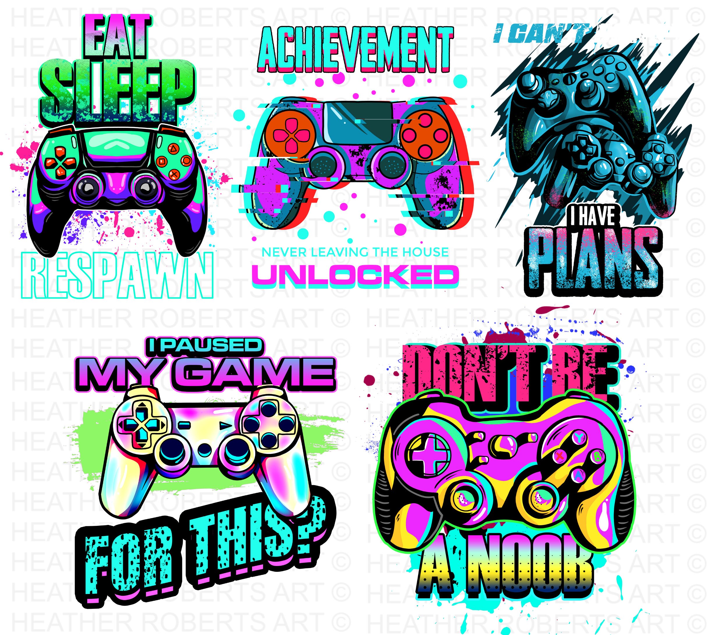 Gamer PNG Sublimation Bundle: Video Game Controller Designs (digital ...
