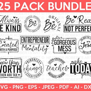 Lot inspirant de Svg, lot de Svg motivant, Svg citations inspirantes, Svg amour de soi, Kind Svg, foi Svg, vous êtes important Svg, fichier de coupe Svg