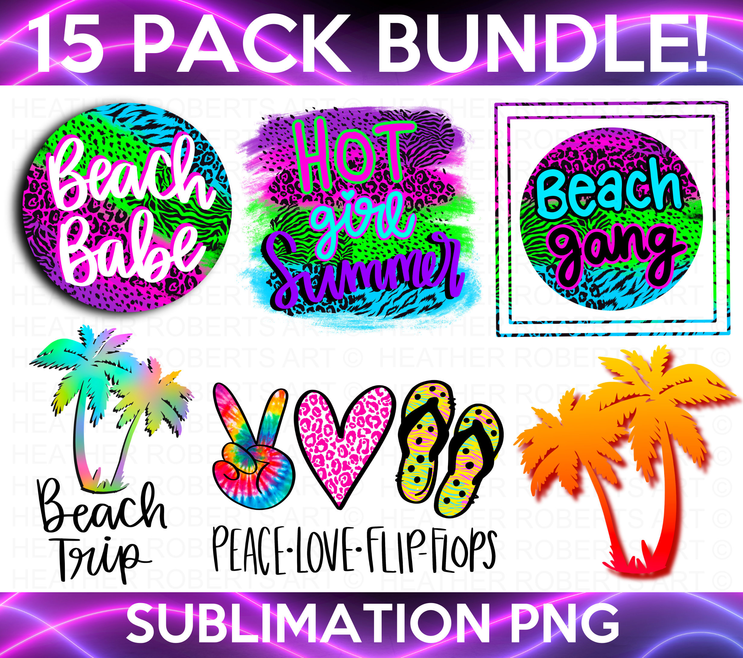 Download Summer Neon Beach Sublimation Bundle Beach Bundle Summer ...