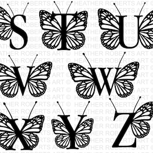 Butterfly Monogram Alphabet SVG PNG Monogram Frame Alphabet - Etsy