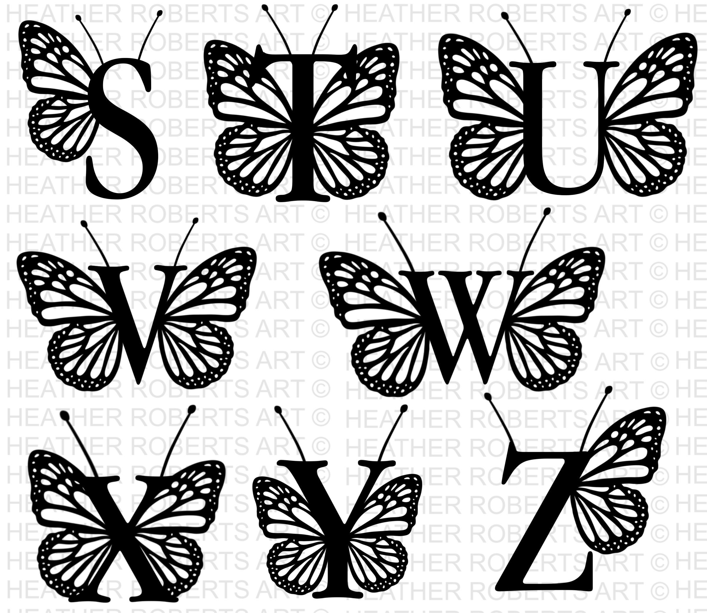 Butterfly Monogram Alphabet SVG PNG Monogram Frame Alphabet Etsy Ireland