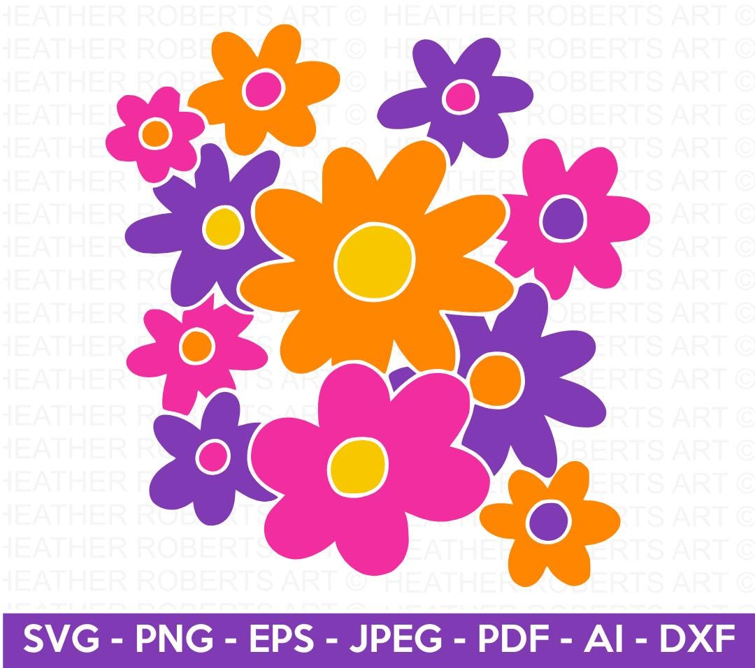 Colorful Flowers SVG: Floral Garden Clipart (digital Download) - Etsy