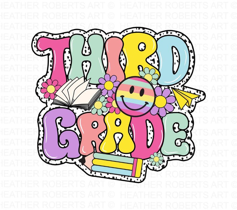Retro Third Grade PNG: Back to School Sublimation (digital Download) - Etsy