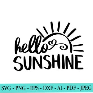 Hello Sunshine SVG, Heart, Summer, Sun svg, Summer Svg, Spring svg, Hello svg, Cut File for Cricut, Silhouette