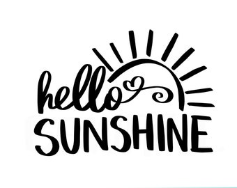 Hello Sunshine SVG, Heart, Summer, Sun svg, Summer Svg, Spring svg, Hello svg, Cut File for Cricut, Silhouette