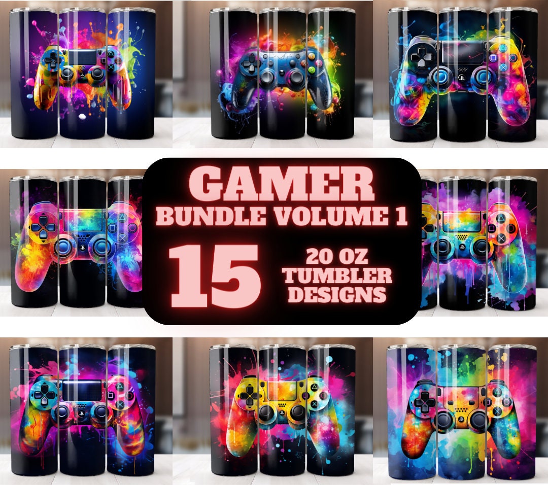 Gamer Tumbler Wrap Bundle: 3D Game Controller Designs (PNG Digital ...
