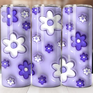 Violeta Inflado Floral Tumbler Wrap Png 3D Tumbler Design Skinny Sublimation Digital Download 3D Sublimation Design Tumbler Wrap 20oz Skinny