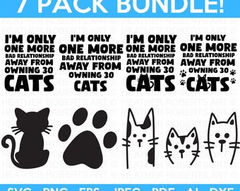 Pakiet SVG z kotami, SVG z kotami, SVG z kociakami, SVG z kociakami, SVG z szaloną kociarą, SVG z miłośnikiem kotów, SVG z kotami, SVG z kotami, SVG z kotami, Plik do cięcia Cricut, Sylwetka