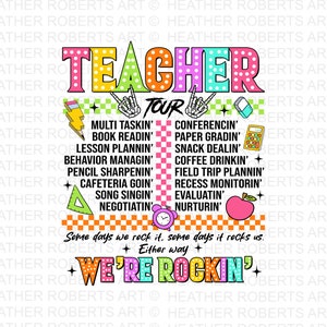 Retro Teacher Png, ABCD Teacher Tour Png, Back To School, End of Year Pnh, Teacher Gift, Kindergarten Teacher Png, Elementary School