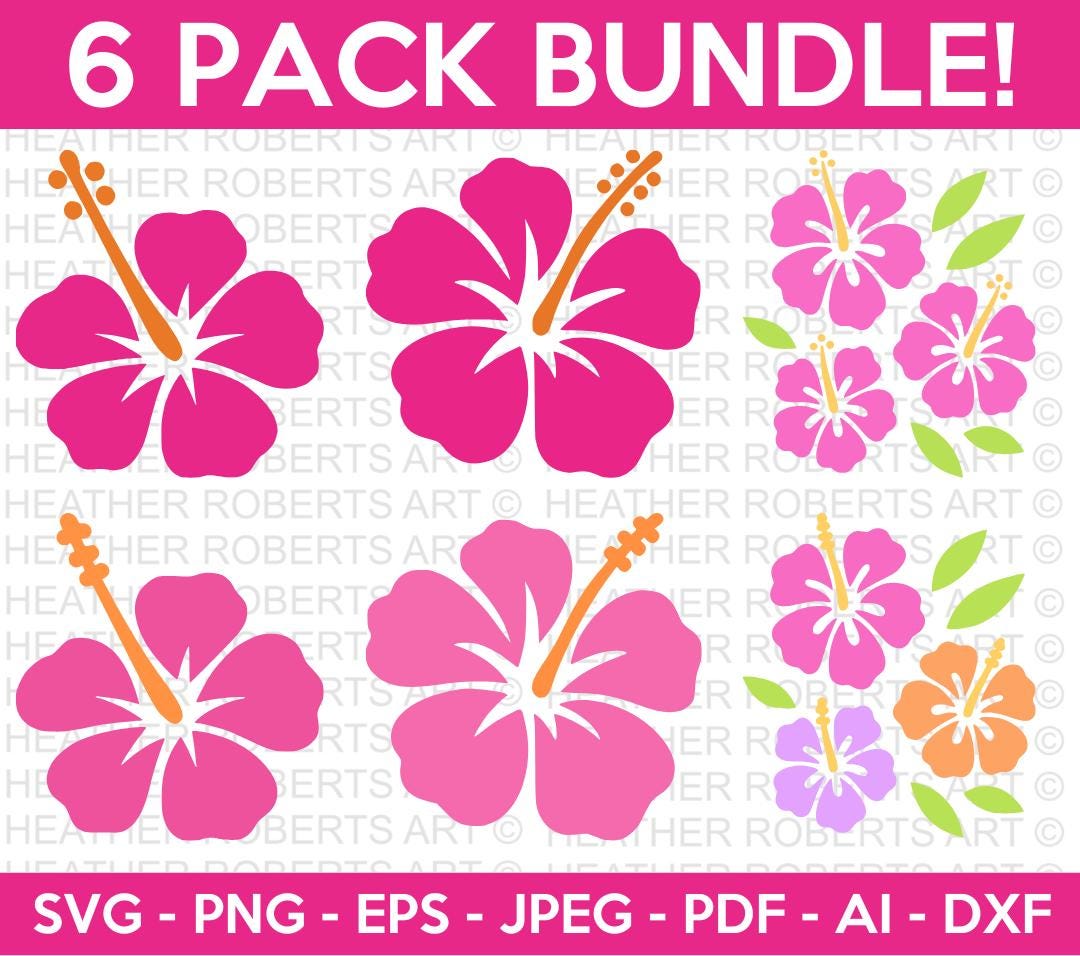 Hibiscus Svg Bundle, Hibiscus Flower Svg, Hawaiian Flower Svg, Hibiscus ...