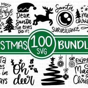 100 Christmas SVG Bundle, Winter svg, Santa SVG, Holiday, Merry Christmas, Christmas Bundle, Funny Christmas Shirt, Cut File Cricut