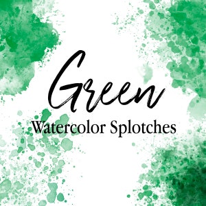 Groene aquarel spatten vlekken clipart, groene inkt, verfdruppels, handgeschilderde klodders, PNG aquarel vormen graphics direct downloaden