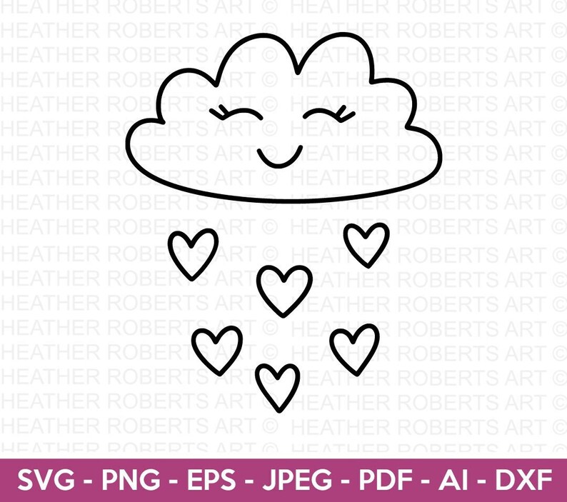 Valentine Heart Rain Cloud SVG Cut File for Cricut | Cute Love Weather ...