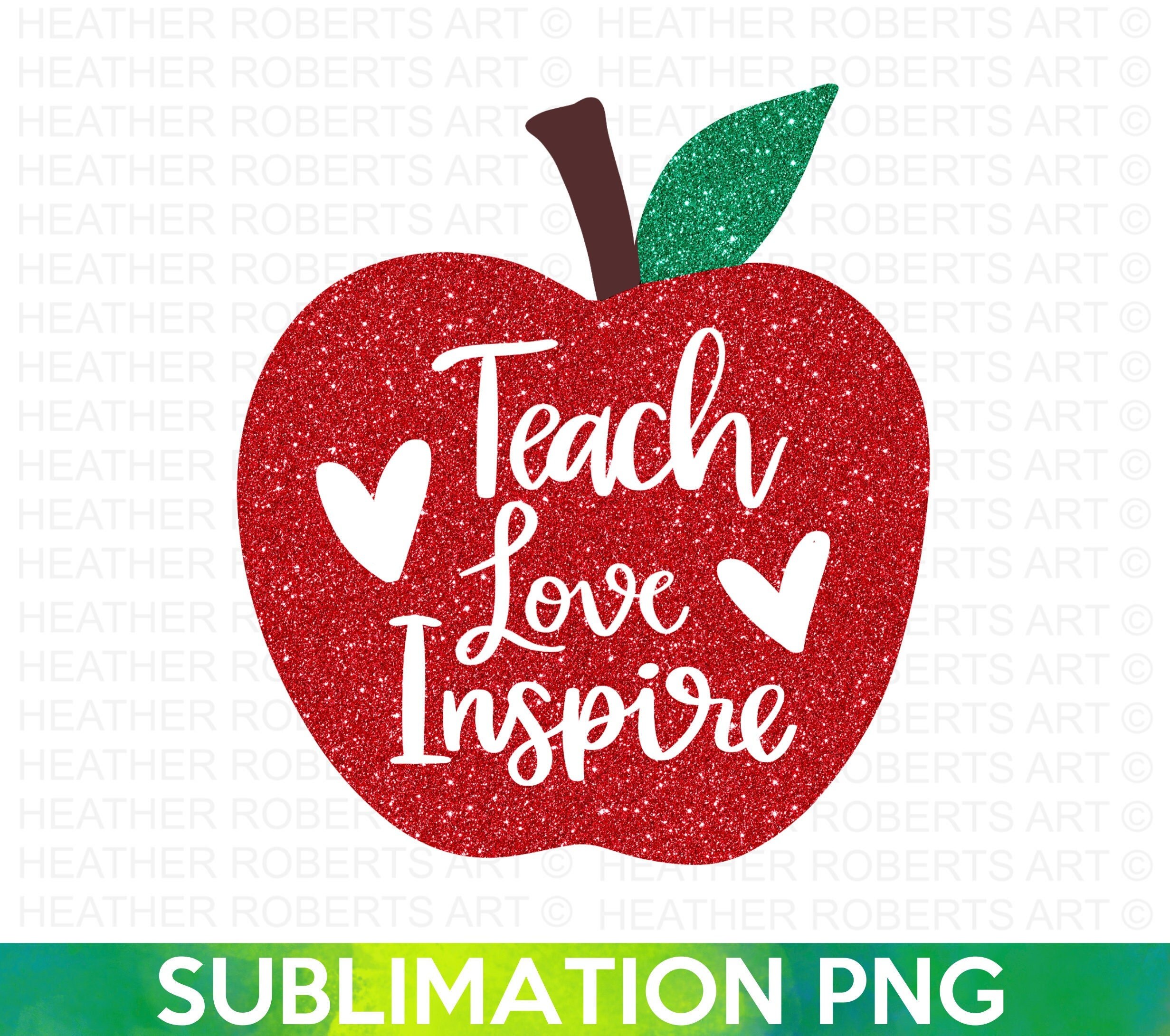 Teacher Glitter Apple Sublimation Teacher Sublimation PNG Etsy