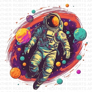 Psychedelischer Astronaut, Astronaut Png, Astronomie PNG, Psychedelische Dekor PNG, Psychedelische Kunst, Psychedelische Wandkunst PNG, Sublimation PNG