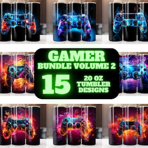 Gamer 20 Unzen Tumbler Wrap Bundle, 3D Game Controller Tumbler Wrap, Videospiel-Designs, Videospiel Sublimation, Videospiel Tumbler Wrap