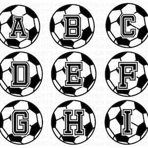 Lot de monogrammes de football SVG, SVG de football, fan de football SVG, svg de chemise d'équipe de football, joueur de football, svg de sport, fichier de coupe Cricut, sublimation