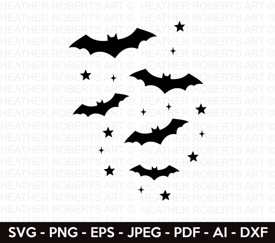 Bats and Stars Halloween SVG Cut Files (Digital Download)