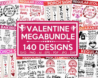 VALENTINE MEGA BUNDLE, 140 Designs, Heather Roberts Art Bundle, Valentines svg Bundle, Valentine's Day Designs, Cut Files Cricut, Silhouette