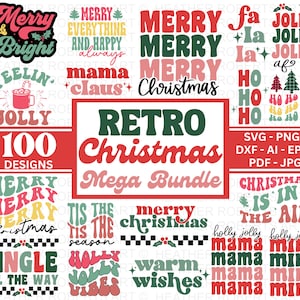 CHRISTMAS RETRO MEGA Bundle, 100 Designs, Heather Roberts Art Bundle, Christmas svg, Winter svg, Holidays, Cut Files Cricut, Silhouette