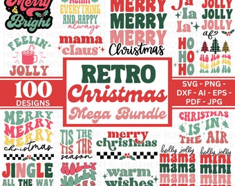 CHRISTMAS RETRO MEGA Bundle, 100 Designs, Heather Roberts Art Bundle, Christmas svg, Winter svg, Holidays, Cut Files Cricut, Silhouette