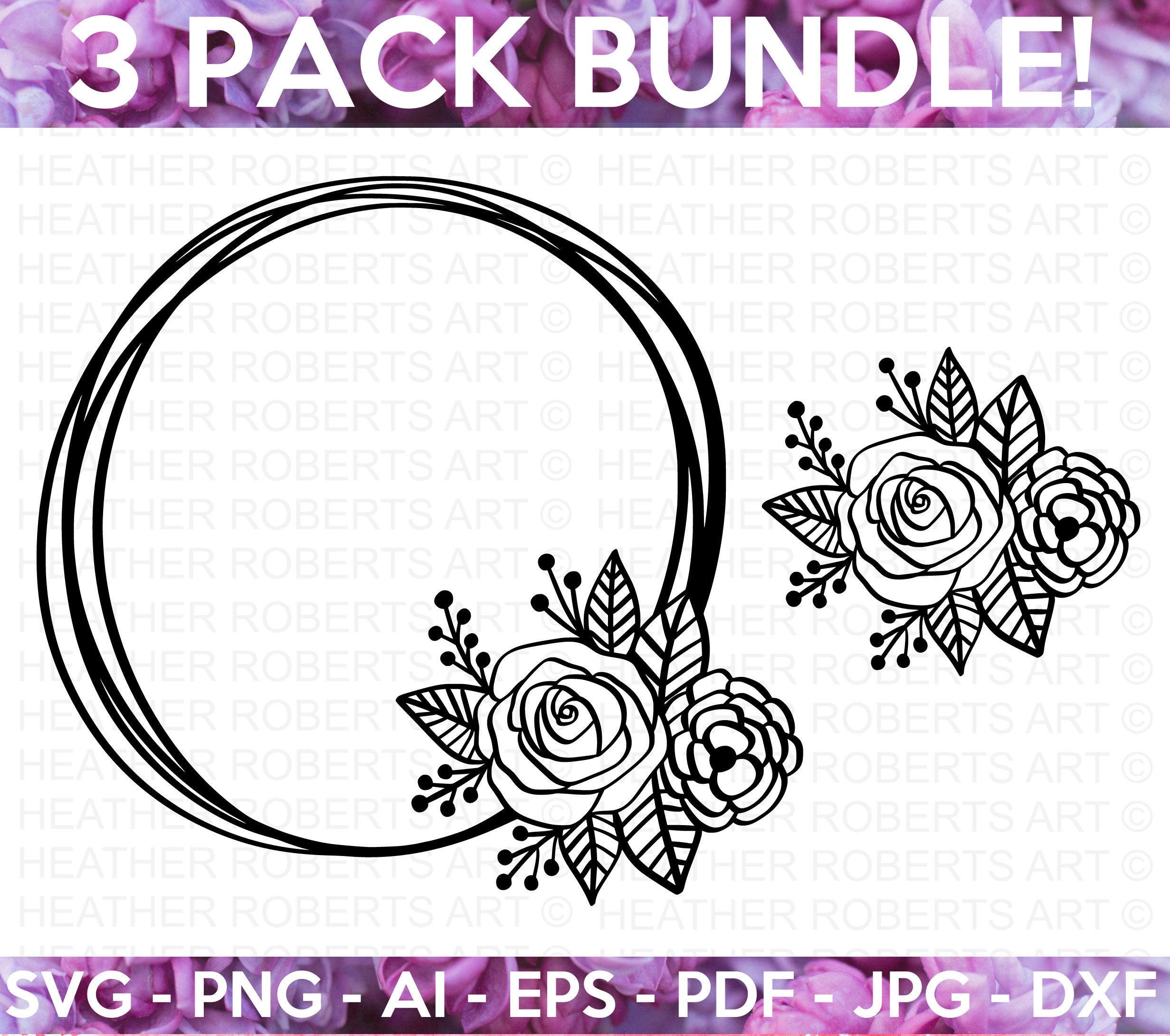 Floral Frame SVG Bundle Wreath SVG Rose SVG Floral Svg - Etsy
