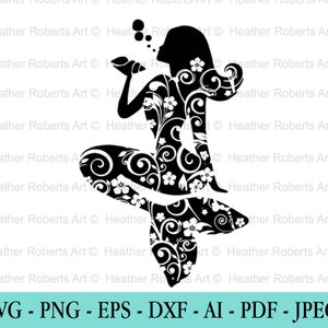 Mermaid SVG, Flourish Mermaid SVG, Shells svg, Ariel, Cute Mermaid Svg, Sea Beach SVG, Cut File for Cricut, Silhouette, Cameo, Eps png dxf