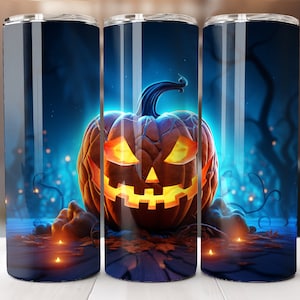 3D-Halloween-Kürbis 20 Unzen Tumbler Wrap, Halloween Tumbler Wrap, Halloween, lebendige Verpackung, gerade Vorlage, konisch, Sublimationsgrafiken