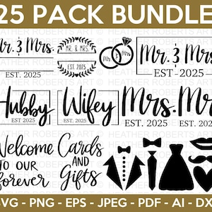 Pacote SVG Casamento 2025, Noiva svg, Noivo svg, Festa de Noiva svg, Casamento svg, Citações de Casamento, Placas de Casamento, Camisas de Casamento, Arquivo de Corte Cricut