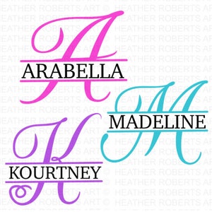 Alfabeto de monograma dividido SVG, DXF, PNG, alfabeto de marco de monograma dividido, archivo de corte para Cricut, silueta, 26 archivos de corte individuales Svg Png Dxf