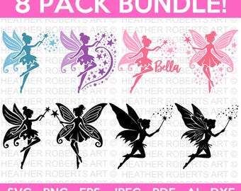 Fairy Silhouette Bundle SVG, Fairy Silhouette SVG, Fairy Clipart, Fairy Cricut, Fairy Vector, Fairies Svg, Digital Download, Fairy SVG