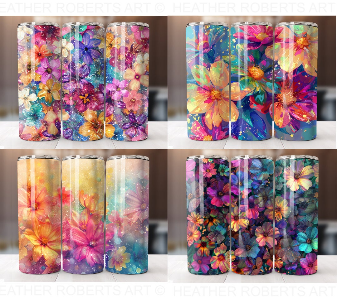 Floral Tumbler Wrap Bundle: Spring Flower PNG Designs (digital Download ...
