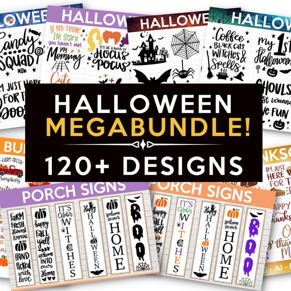 MEGA HALLOWEEN BUNDLE, 120+ Designs, Heather Roberts Art Bundle, Halloween svg, Fall svg, Thanksgiving svg, Cut Files Cricut, Silhouette