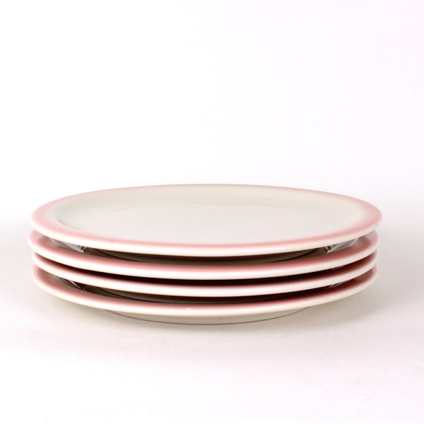 4 Wallace China Pink Rim Restaurant Ware Dinner Plates
