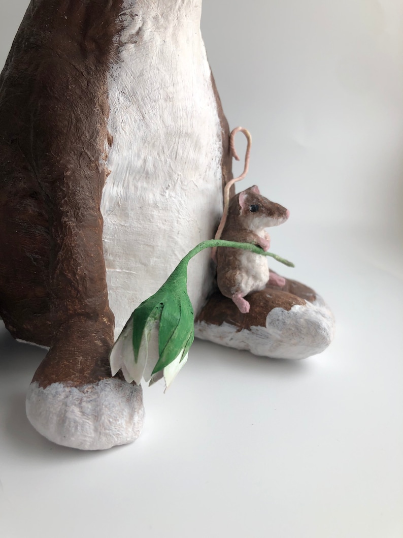 Spun cotton rabbit and field mice