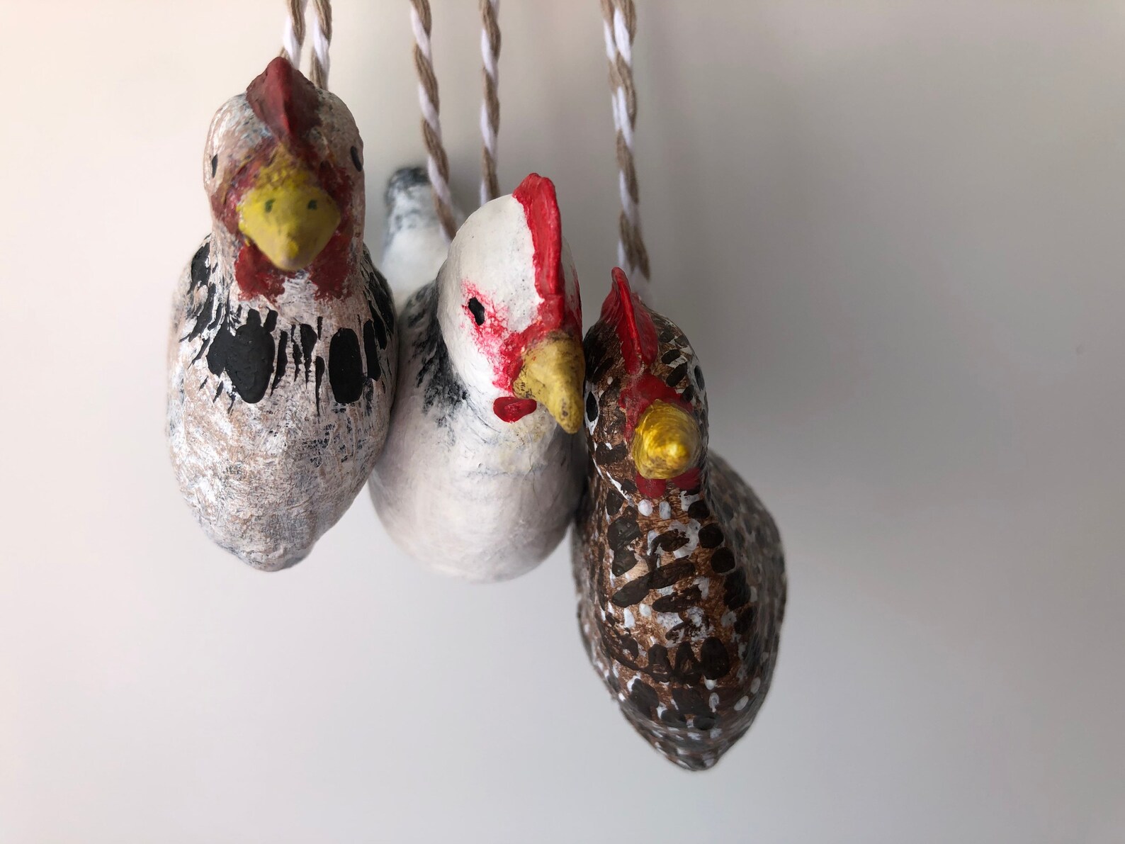 Set of Spun Cotton Chicken Ornaments Etsy Hong Kong