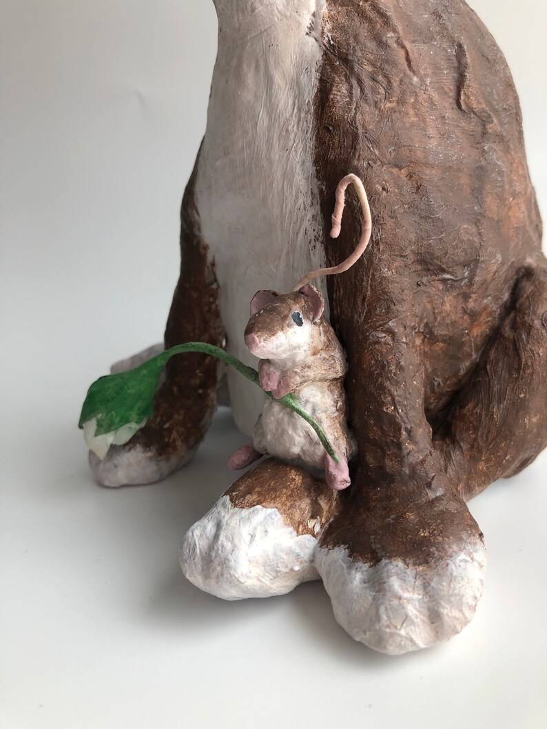 Spun cotton rabbit and field mice