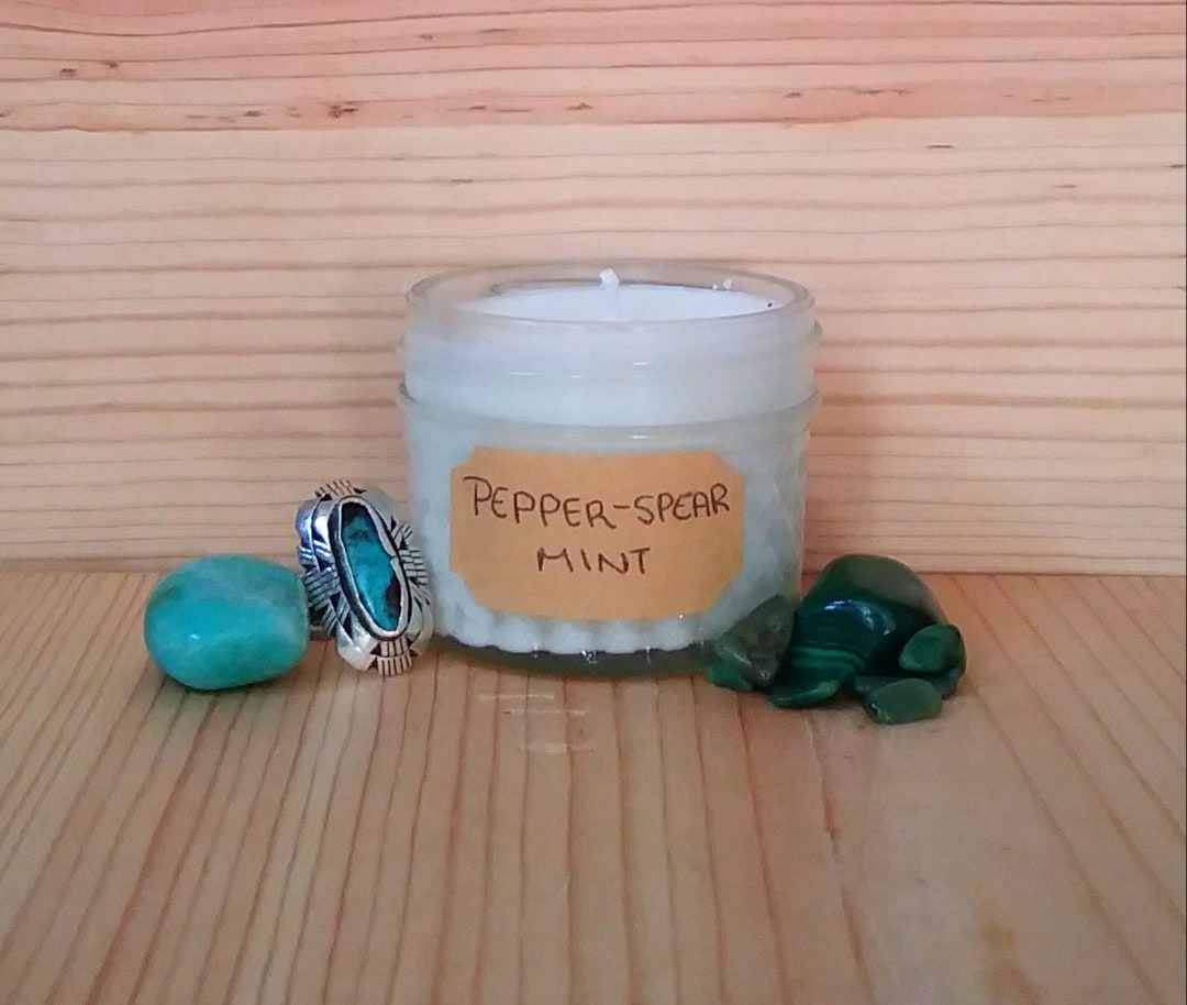 Pepperspear Mint Aromatherapy Candle Non Toxic Soy Wax Etsy