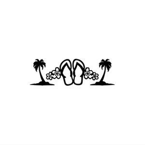 Tongs tropicales - Décalcomanie en vinyle - Tailles personnalisées et plusieurs couleurs disponibles