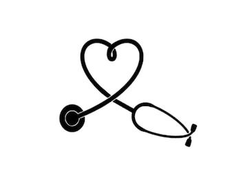 Stethoscope Heart - Vinyl Decal - Custom Sizes and Several Colors Available