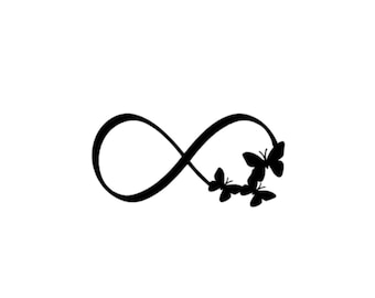 Infinity with Butterflies - Vinyl Decal - Custom Sizes and Several Colors Available