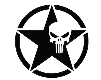 US Army Star Punisher - Vinyl Decal - Custom Sizes and Several Colors Available