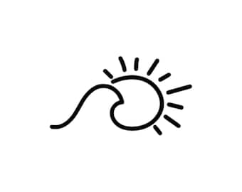 Wave and Sun - Vinyl Decal - Custom Sizes and Several Colors Available