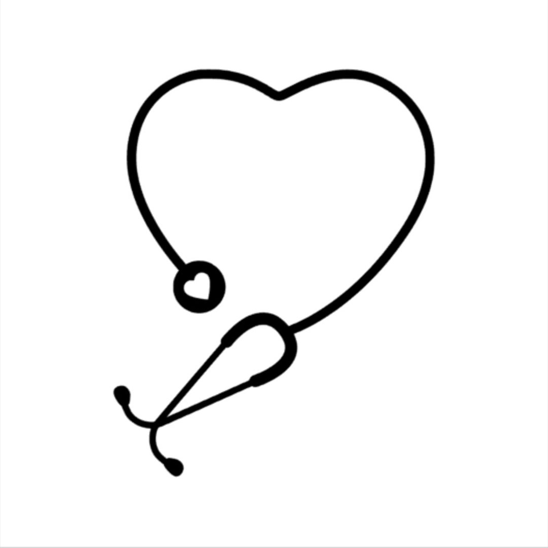 Stethoscope Heart Vinyl Decal Custom Sizes and Several Colors Available