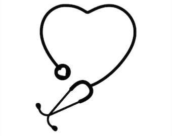 Stethoscope Heart - Vinyl Decal - Custom Sizes and Several Colors Available
