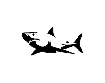 Great White Shark - Vinyl Decal - Custom Sizes and Several Colors Available